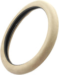 Ergonomic Leather Grip Steering Wheel Cover - Soft Plush Memory Foam Grip for Standard Size Wheels 14.5-15 inch Beige