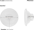 TS-501M 4-Way Coaxial Car Audio Speakers (Pair) - 5-1/4' Round, 300 W Max Power, Black and Red