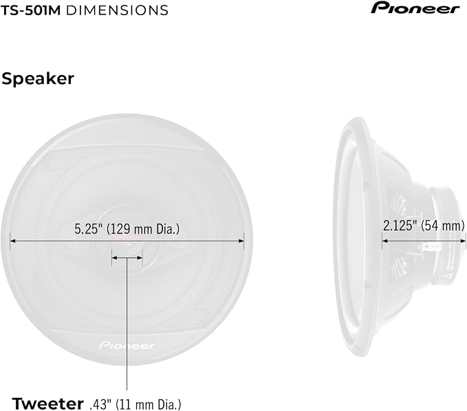 TS-501M 4-Way Coaxial Car Audio Speakers (Pair) - 5-1/4' Round, 300 W Max Power, Black and Red
