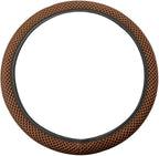 Elastic Stretch Steering Wheel Cover, Universal 15 Inch Car Steering Wheel Cover, Microfiber Breathable Ice Silk, Anti-Slip, Odorless, Easy Carry, Warm in Winter and Cool in Summer (Brown)