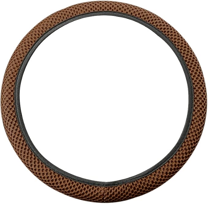 Elastic Stretch Steering Wheel Cover, Universal 15 Inch Car Steering Wheel Cover, Microfiber Breathable Ice Silk, Anti-Slip, Odorless, Easy Carry, Warm in Winter and Cool in Summer (Brown)
