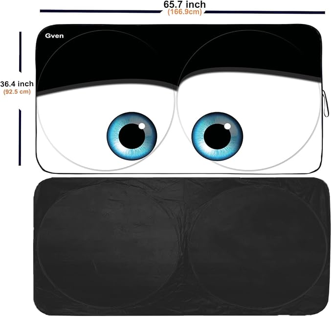 Truck Windshield Sun Shade for Car Windshield Cover Interior Front Window Shades Sun Visor Protector Blocks UV Rays Must-Have Truck Accessories for Pickup, SUV, Sedan, Van, Bonneville(Black, XL)