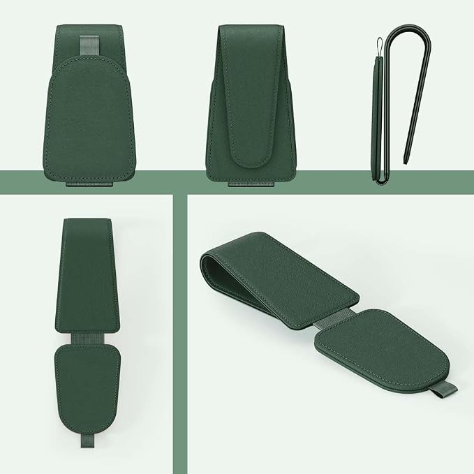 Sunglass Holder for Car Visor, Grass Green, 2 Packs | Suede Cloth, Magnetic, Organizer for Car Accessories