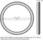 Leather Steering Wheel Cover 15 1/2 to 16 inch Universal Large Soft Grip Breathable for Car Truck SUV Jeep Anti Slip Black