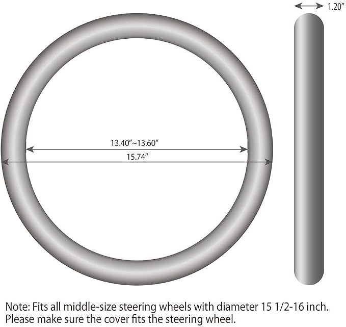 Leather Steering Wheel Cover 15 1/2 to 16 inch Universal Large Grip Breathable for Car Truck SUV Jeep Anti Slip Black and Red