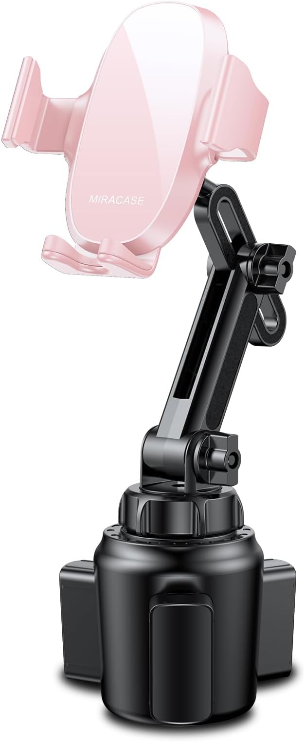 Universal Cup Phone Holder for Car, [Upgraded Version] Adjustable Long Neck Car Cup Holder Phone Mount Cradle Friendly Compatible with iPhone Samsung Google and All Smartphones, Crystal Pink