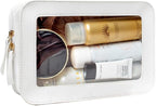 Clear Makeup Bag Small, TSA Approved Portable Toiletry Bag with Zipper Cosmetic Travel Bag Makeup Organizer Case Mini Makeup Pouch for Purse Car Organizer Bag for Women Men
