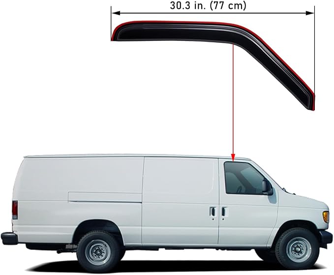 Extra Durable Clip-on in-Channel Auto Vent Window Visor, Fit 2007-2026 Ford E-Series Econoline Vans E-150/E-250/E-350/E-450 Super Duty, UV Protect Rain Guard Wind Deflector, Smoke, 2Pcs