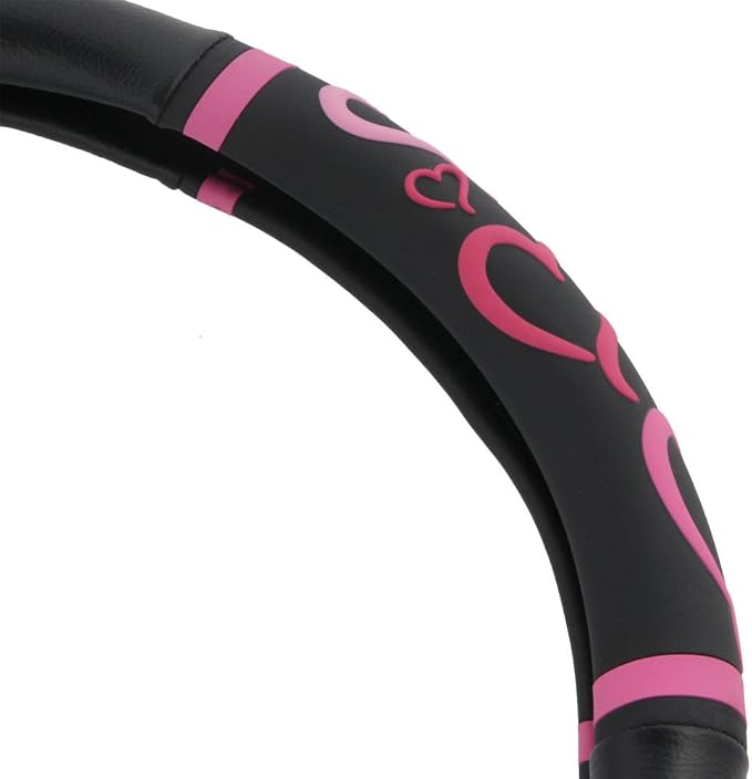 Universal Fit Universal Love Story Steering Wheel Cover - Rubber (Love Story Pink)