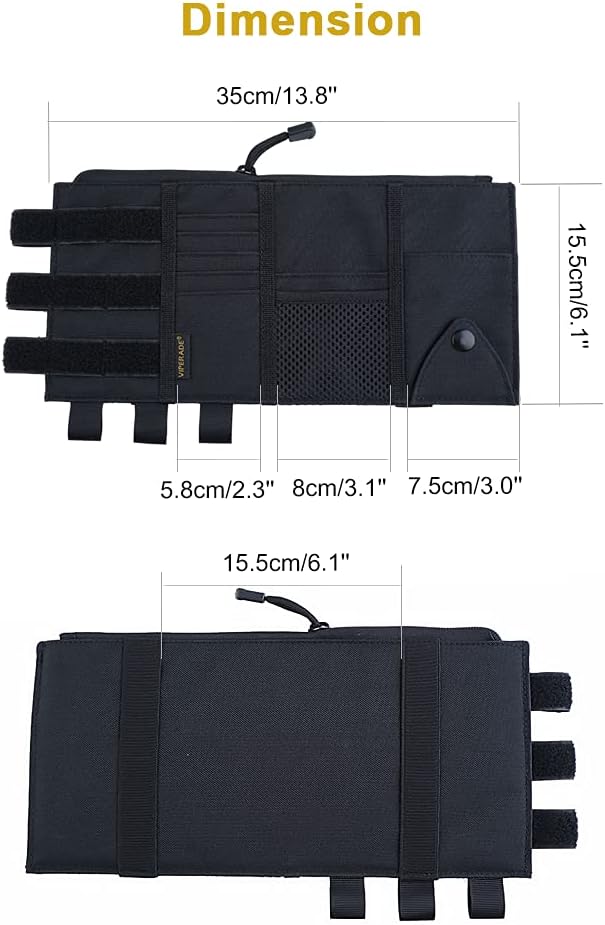 Tactical Car Visor Organizer, MOLLE Storage Pouch by