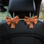 2 Pack Car Purse Hooks, Cute Bow Car Seat Headrest Hook Hanger for Purses and Bags, Space-Saving Car Accessory(brown)