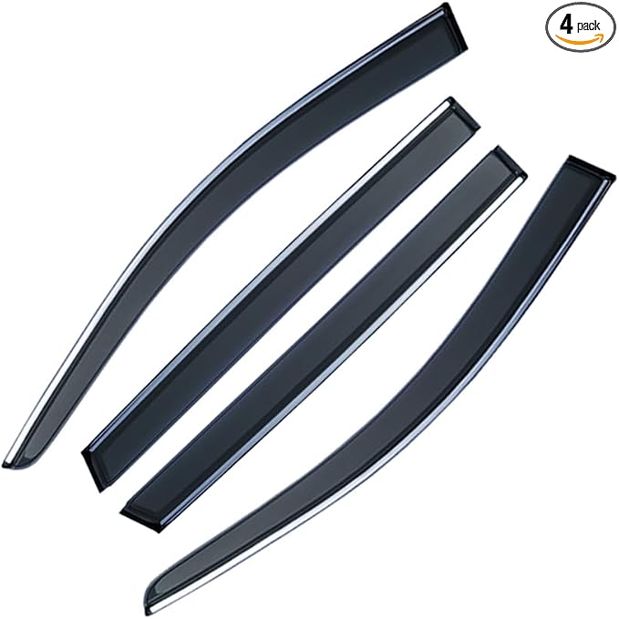 4Pcs for Toyota Camry 2012-2017 Window Visor Rain Guard Deflector Chrome Trim Smoke