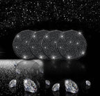 4pcs Bling Car Cup Holder Coaster, 2.75 inch Anti-Slip Shockproof Universal Fashion Car Coasters Insert Bling Crystal Rhinestone Automotive Interior Accessories for Women (4 pcs, Black)