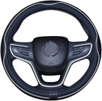 Small Size Steering Wheel Cover Anti-Slip,Safety,Soft,Breathable,Durable,Full Surround,Comfortable Grip Microfiber Leather (14-14.25 inch, Black White)