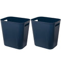 Plastic Small Trash Can Wastebasket, Garbage Container Basket for Bathrooms, Laundry Room, Kitchens, Offices, Kids Rooms, Dorms, 3.5 Gallon, Navy Blue, 2 Pack | Compact Sturdy Garbage Can for Bathroom, Laundry Room, Kitchen, Office, Kids Room, D...