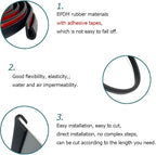 Rubber Edge Trim Black, U Channel Rubber Seal Strip with Self-Adhesive Tape, Fit for 0.15" Edge, 25Ft