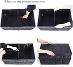 Car Trunk Organizer - Collapsible Trunk Organizer & Lid Foldable Cover Aluminium Alloy Handle Reflective Strip for Auto, SUV, Truck, Minivan (L Black)