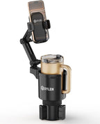 Cup Holder Phone Holder for Car, 2 in 1 Cup Holder Phone Mount with Adjustable Base, Long-Arm Supports 360° Rotation, Car Phone Holder Compatible with All Phones| Anti-Slip&No Shake Design
