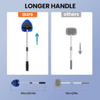 Car Windshield Cleaning Tool Set, Interior Exterior Auto Glass Cleaner Kit with Detachable Handle, 4 Reusable Microfiber Pads, Extendable Wiper Brush for Cars Trucks Home (Blue)
