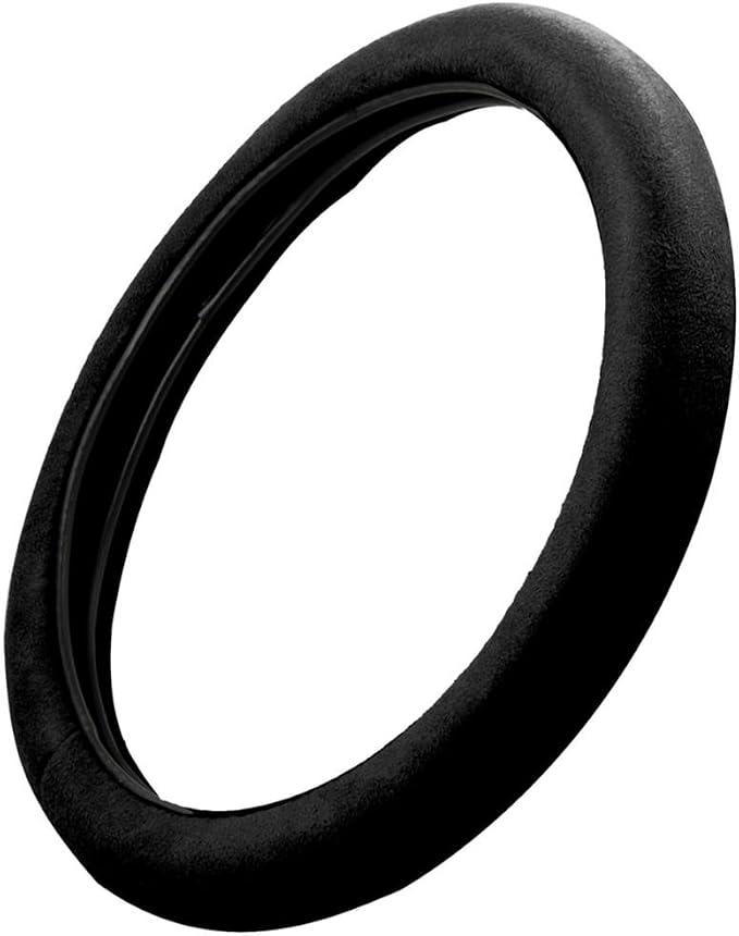 Ergonomic Leather Grip Steering Wheel Cover - Soft Plush Memory Foam Grip for Standard Size Wheels 14.5-15 inch Black