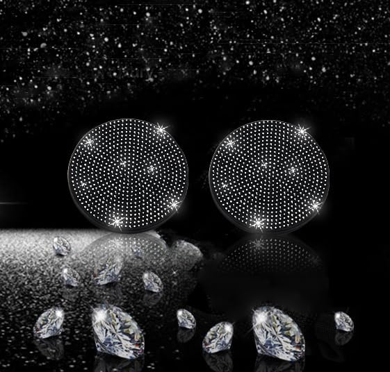 2pcs Bling Car Cup Holder Coaster, 2.75 inch Anti-Slip Shockproof Universal Fashion Car Coasters Insert Bling Crystal Rhinestone Automotive Interior Accessories for Women (2 pcs, Black)