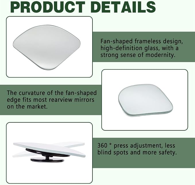 Blind Spot Mirror, Blindspot Mirror for Car, HD Glass Frameless Convex Side Mirror Blindspot, Universal Car Exterior Accessories Wide Angle Rear View Car Mirrors for Cars SUV Trucks and RVs
