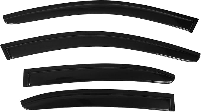 Fit 2011-2018 Volkswagen Jetta Slim Style Acrylic Window Visors Rain Guard |, Dark Smoke, Car Rain Sun Window Shade Guard Visor, 2012 2013 2014 2015 2016 2017, Car Wash Safe, Waterproof