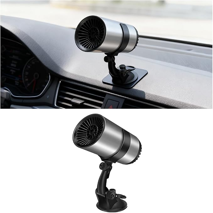 Car Heater, 12V 150W 2 in 1 Plugs into Cigarette Lighter Vehicle Windshield Defogger with Suction Holder, Automotive Interior Heater Defroster, Universal for SUV RV Truck