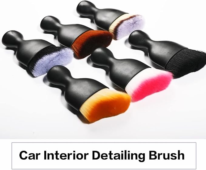 Car Interior Detailing Brush,Soft Bristle Cleaning Brush Car Detailing Brush Dusting Brush,Car Interior Cleaning Tool,Auto Detail Brush Car Dash Duster Brush (Black with Cap)