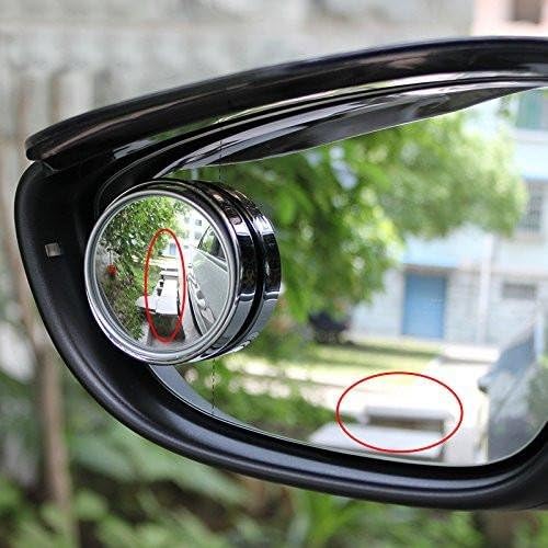 x Blind Spot Mirror, 2'' Silver Round HD Glass Convex Adjustable Wide Angle Rear View Mirror,Universal For Car SUVs Truck Motorcycle (2pcs)