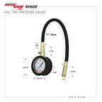 by Milton Dial Tire Pressure Gauge with Straight Air Chuck and 11 in. Braided Hose - ANSI Certified for Motorcycle/Car/Truck Tires (0-60 PSI)