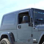 Side Window Wind Vent Deflectors fit for 1997-2006 Jeep Wrangler (TJ) 2-Door, 2pcs Out-Channel Tape-On Nice Rain Guards Set, Dark Smoke Nice Window Visor 92054