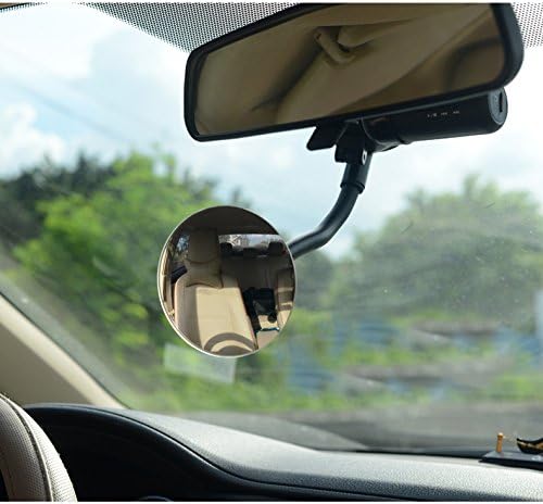 Suction Cup Car Baby Mirror, Adjustabe Long Arm HD Glass Convex Wide Angle Interior Rearview Baby Rear Facing Mirror (Frameless Round, 3.35")