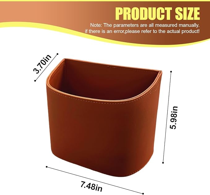 Leather Car Trash Can, Clip on Small Car Garbage Can, Waterproof Leakproof Back Seat Trash Bin, Multifunctional Vehicle Storage Organizer for Trucks, SUVs (Orange)