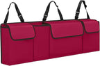 Car Trunk Organizer, Backseat Hanging Large Storage with Adjustable Straps,Waterproof PVC Collapsible Cargo Bag, Car Interior Accessories for Auto SUV MPV (Red)