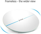 Frameless Wide Angle Mirror - Adjustable Round HD Glass Convex Rear View Mirror - 360 Rotate for Car, SUV & Trucks - Stick On Design - 2 Pack