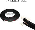 Car Door Rubber Seal Strip, 32.8Ft Self Adhesive Weather Stripping Automotive Edge Trim, Weatherstrip Soundproof Vehicle Tailgate Window Sealing Cover, Universal for SUV RV Truck (Black)