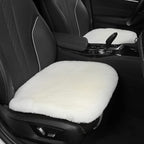 Genuine Sheepskin Auto Seat Pad, Australian Soft Wool Seat Cover Breathable and Sweat-Wicking Comfort Warm Universal Fit,19.2 inch x19.2 inch (Front seat Cushion 1pc, Ivory White)