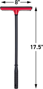 Window Squeegee for Car Windows, 2-in-1 Window Cleaner for Car Windshield, Gas Station, Shower, and Glass | Auto Squeegee with 17.5" Handle, 8" Soft Rubber Blade & Highly Absorbent Sponge