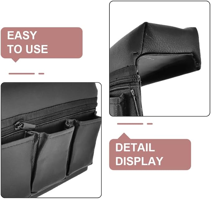 2 Pack Car Window Arm Rest Organizer with Padded Support: 9.5" Universal Artificial Leather Door Armrest Cushion for Elbow Pressure Relief, Multifunctional Side Door Pocket for Phone & Wallet