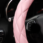 YHONGJT Soft Microfiber Leather Steering Wheel Cover, Universal 15 Inch for Women Girls, Fit Vehicles, Sedans, SUVs, Vans, Trucks - Light Pink
