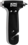 Safety Hammer - Emergency Automotive Escape Tool with Window Breaker, Seat Belt Cutter & Adjustable Car Visor Strap - Tempered Glass Breaker - Steel Blade - Black (1 Count)