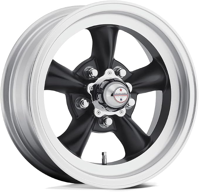 Vintage VN105 TORQ THRUST D 15X6 5X4.75 3.66 4mm SATIN BLACK MACHINED LIP - VN1055661B