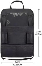 2 Pack Backseat Car Organizer & Kick Mat, Waterproof Seat Back Protector with Clear Pad/Tablet Holder, Universal Fit Car Organizer for Kids Travel Essentials & Storage for SUV/Truck/Sedan