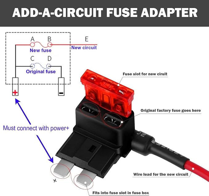 Dash Cam Hardwire Kit Mini USB,10ft 12V-24V to 5V Low Voltage Protection ACN/ACS/ACU Add a Circuit Fuse Holders (Right Angle Mini USB+Fuse kit)