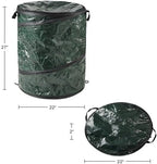 Collapsible Trash Can - Pop Up 44-Gallon Outdoor Portable Garbage Bag Holder with Zippered Lid - Recycle Bin for Camping or Parties by (Green)