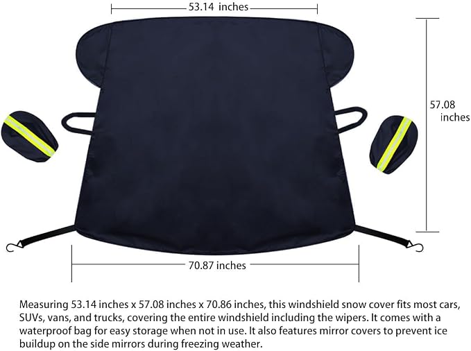 Car Windshield Sun Shade,2 Pack Two Sided Functional Windshield Covers for Snow and Snow,Windshield Protector for Cars, SUVs, Trucks,Secure Fit Waterproof Frost Cover