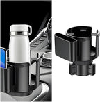 Car Cup Holder Expander, 2-in-1 Vehicle Water Bottles & Phone Holder with Adjustable Base, Versatile Automotive Interior Storage Accessories, Universal for SUV Truck Sedan