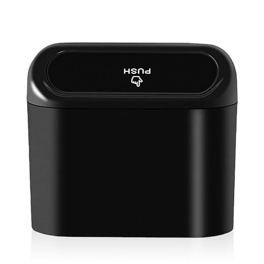Car Trash Can with Lid, Leakproof Mini Garbage Bin for Car – Compact Design with Self-Closing Lid, Waterproof & Easy to Clean, Includes Trash Bags for Door Pocket, Cup Holder, or Office Desk (1)