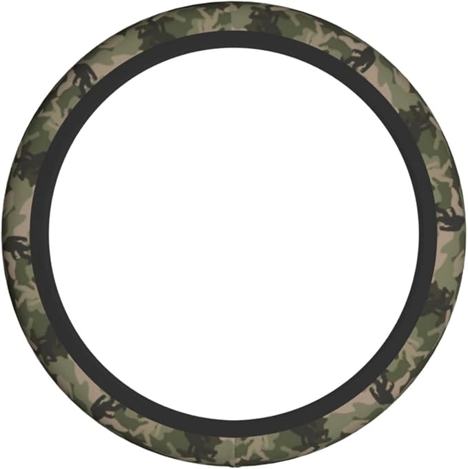 Camo Bigfoot Camo Green Hunting Steering Wheel Cover Car Accessories Cute for Women Girls Girly Universal 15 Inch Neoprene Auto Interior Decor Anti Slip Car Truck Protector
